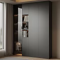 Modern Balcony Cabinet With Glass Door And Storage Shelves For Books And Decor