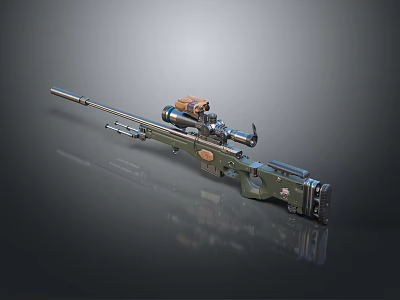 Tactical Sniper Rifle With Scope And Camouflage Design On Dark Background 3d model Tactical Sniper Rifle With Scope And Camouflage Design On Dark Background 3d model