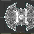 Black Bat Wing Shaped Decorative Item With Central Circular Ornamental Design 3d model