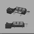 Modern Fabric Sofa And Coffee Table Set With Metal Frame Cushions And Side Table 3d model