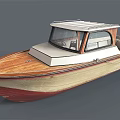 Classic Wooden Yacht With Red And White Hull And Open Cabin Design