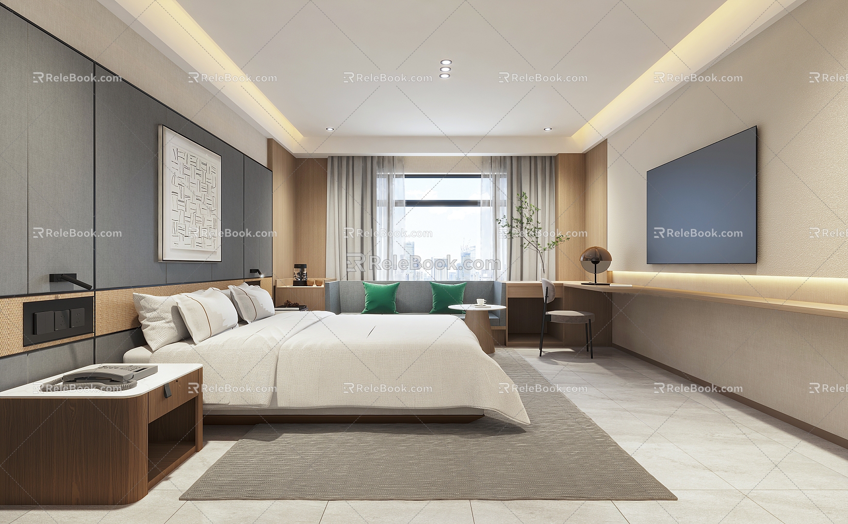 Modern Room Simple Hotel Room 3d model