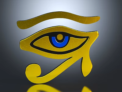 Golden Eye of Horus Symbol With Blue Pupil And Intricate Design 3d model