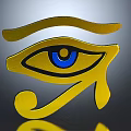 Golden Eye of Horus Symbol With Blue Pupil And Intricate Design