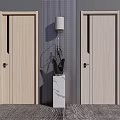 Modern Interior Hinged Doors With Wooden Texture Different Styles And Simple Design Lines 3d model