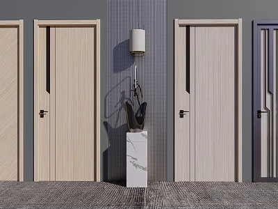 Modern Interior Hinged Doors With Wooden Texture Different Styles And Simple Design Lines 3d model