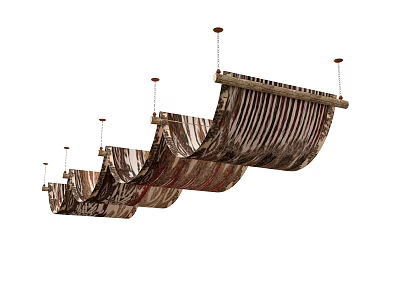 Multiple Decorative Hanging Tents With Striped Fabric Design For Outdoor Camping 3d model