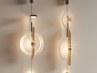 Modern Illuminated Wall Lamps With Circular Glass Shades And Metal Frame Design 3d model