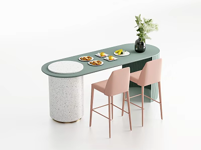 Modern Bar Chair Combination Internet Celebrity Bar Island Table 3d model