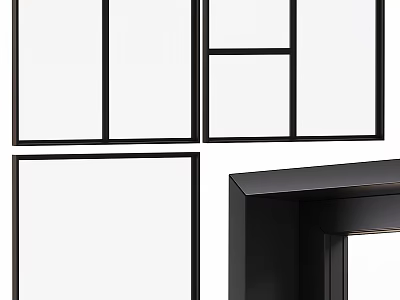 Black Framed Casement Window Design With Multiple Glass Panes And Modern Structure 3d model