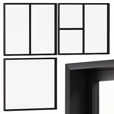 Black Framed Casement Window Design With Multiple Glass Panes And Modern Structure 3d model
