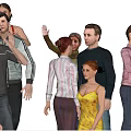 Group of Diverse People Walking in Various Casual Poses and Directions