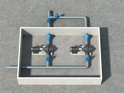 Industrial Factory Interior With Metal Pipes Valves And Concrete Structure 3d model