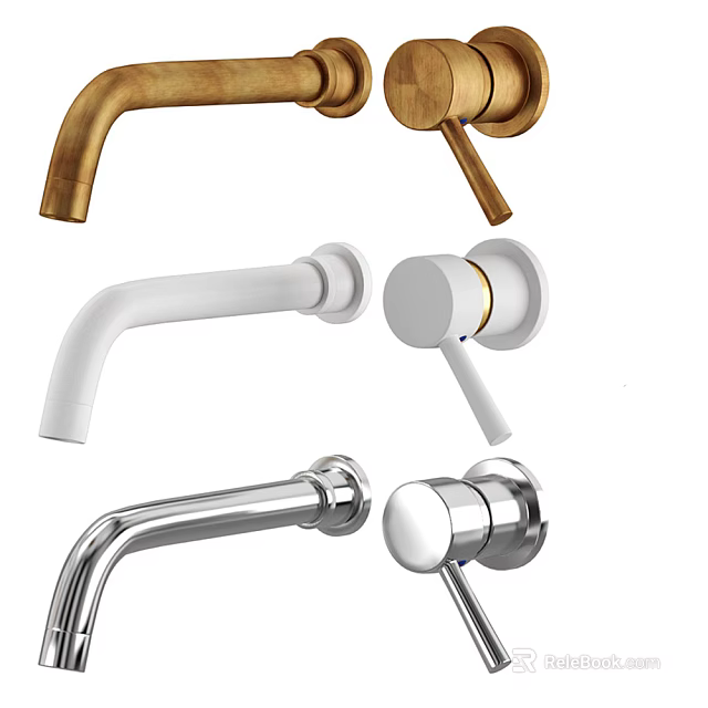 Stylish Modern Brass White Chrome Kitchen Bathroom Faucet Design Collection 3d model 