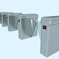Public Facilities Automatic Turnstiles With Glass Barriers And Red Indicator Lights