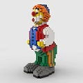 Colorful Building Blocks Clown Figure With Red Hair Blue Vest Green Pants And Black Shoes