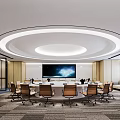 Modern Meeting Room Conference Table and Chair Combination Projection Curtain Movable Conference Table Carpet Multifunctional Meeting Room 3d model