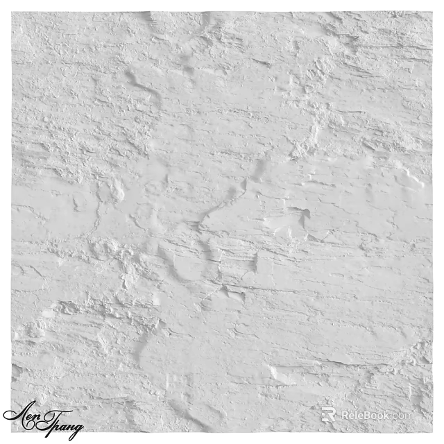 White Textured Wall with Rough Plaster Surface Natural Cracks and Irregular Bumps 3d model 