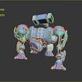 Blue Mechanical Robot 3D Model With Detailed Limbs And Components