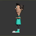 3D Animated Game Character With Brown Hair Green T Shirt And Open Arms