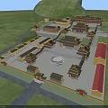 Ancient Architecture Complex Featuring Traditional Buildings Courtyard Central Square And Ancient-style Roofs