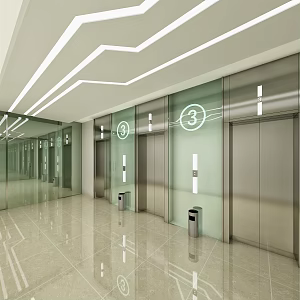 modern elevator hall elevator car 3d model