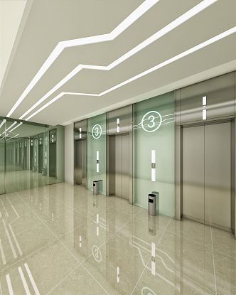 modern elevator hall elevator car 3d model