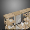 Minimalist Wooden Bookshelf With Multi Tiered Shelves Books Vases And Decorative Items
