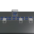Industrial Equipment With Metal Frames Blue Components And Automated Production Line
