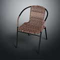 Modern Woven Chair With Brown Seat Backrest And Black Metal Frame