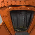 Unique Orange Commercial Equipment With Riveted Surface And Circular Windows Transparent Base And Stable Stand