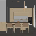 Modern Restaurant Interior With Wooden Dining Tables Chairs And Pendant Lighting Fixtures