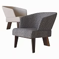 Modern Accent Lounge Chair With Patterned Fabric Curved Backrest And Wooden Legs Design