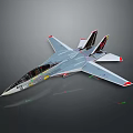 Detailed Silver Fighter Jet Model Featuring Red Tail And Design Elements 3d model