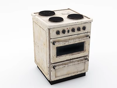 Vintage Kitchen Appliance Electric Stove With Four Burners And Oven Doors 3d model