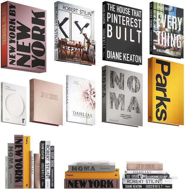 Books and Magazines Collection With Various Cover Designs Different Titles And Stacked Arrangement 3d model 