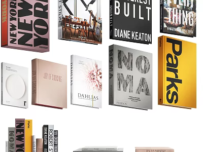 Books and Magazines Collection With Various Cover Designs Different Titles And Stacked Arrangement 3d model