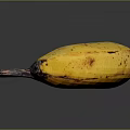Ripe Yellow Banana With Natural Brown Spots On Dark Reflective Surface