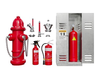 Modern fire-fighting equipment Fire-fighting facilities 3d model