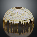 Elegant Spherical Mosaic Furniture Lamp With White Glass And Gold Tassel Design