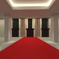 Grand Banquet Hall Entrance With Canopy Columns And Stone Wall Design