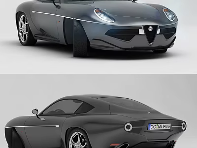 Black Sports Car With Sleek Body Round Headlights And Modern Front Logo Design 3d model