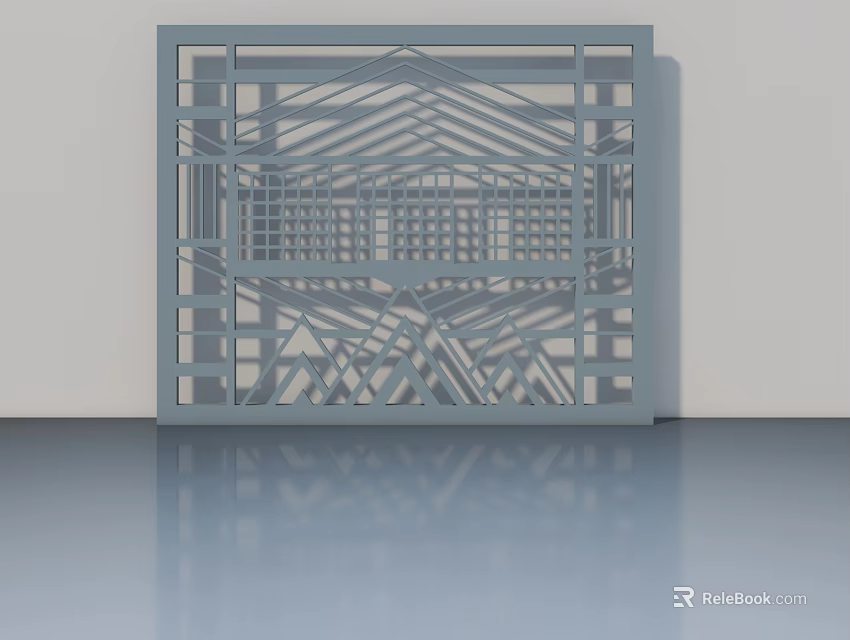 Modern Geometric Pattern Hollow Design Swing Door With Stylish Frame 3d model