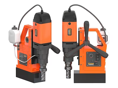 Orange And Black Industrial Magnetic Drills With Powerful Drilling And Ergonomic Handles 3d model