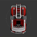 Red Fire Truck With Silver Ladder Front Grille And Black Wheels Design