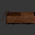 Vintage Wooden Radio With Grille Tuning Dial And Knobs On Reflective Surface