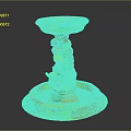 Stone Fountain With Angel Carvings On Circular Base And Top Basin