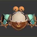 Commercial Robotic Equipment With Orange Transparent Dome And Teal Mechanical Legs Structure