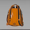 Stylish Orange Leather Backpack With Structured Silhouette Double Straps And Metal Hardware Accents
