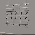 Track Spotlights and Downlights Installed on White and Black Tracks with Adjustable Angles 3d model